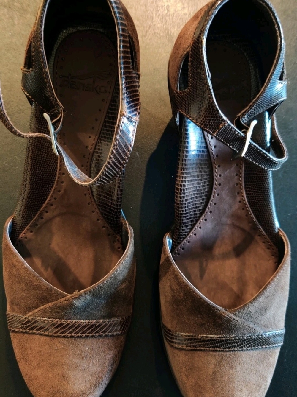 Dansko Womens 36/ 5.5-6 Mary Jane Brown Suede Heels